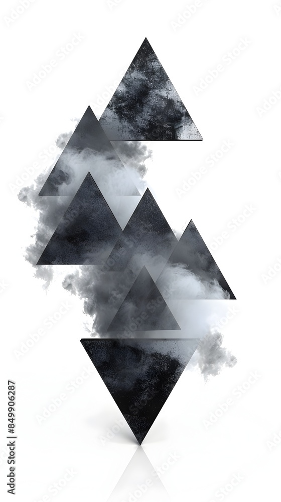 Aufkleber abstract geometric triangles in moody foggy atmosphere isolated on white background