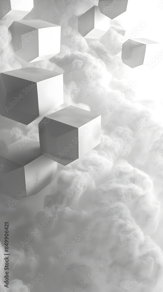 Poster captivating fog and hexagon shapes on pristine white background