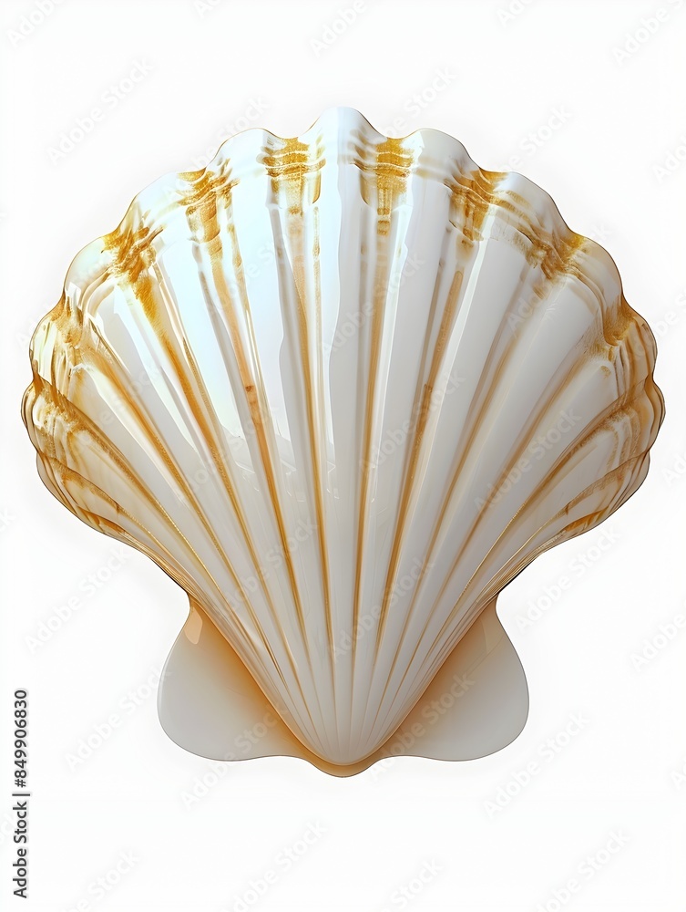 Poster elegant 3d rendered shell-shaped spray object on isolated white background
