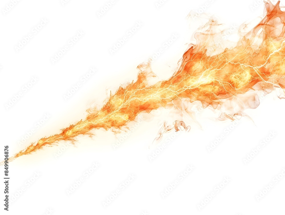 Aufkleber dynamically rendered fiery lightning bolt on isolated white background