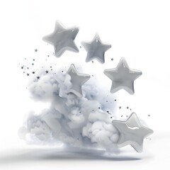 Obraz premium Ethereal 3D Rendered Fog and Glowing Star Shapes against Isolated White Background
