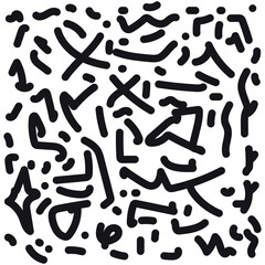 Fun Color Black line abstract doodle set seamless pattern, Creative minimalist style art background for children or trendy design with basic shapes. Simple childish scribble backdrop