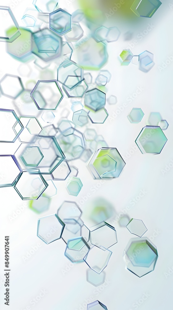 Poster ethereal hexagon geometry - abstract 3d rendered digital art backdrop
