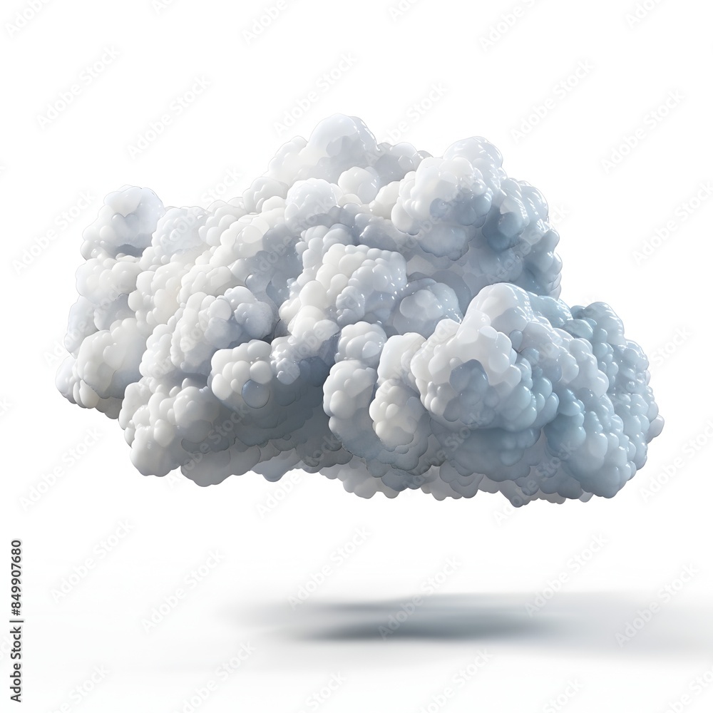 Poster ethereal misty cloud formation in digital 3d rendering on white background