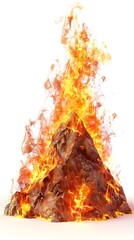 Fiery 3D Rendered Mountain Erupting with Vibrant Flames and Lava