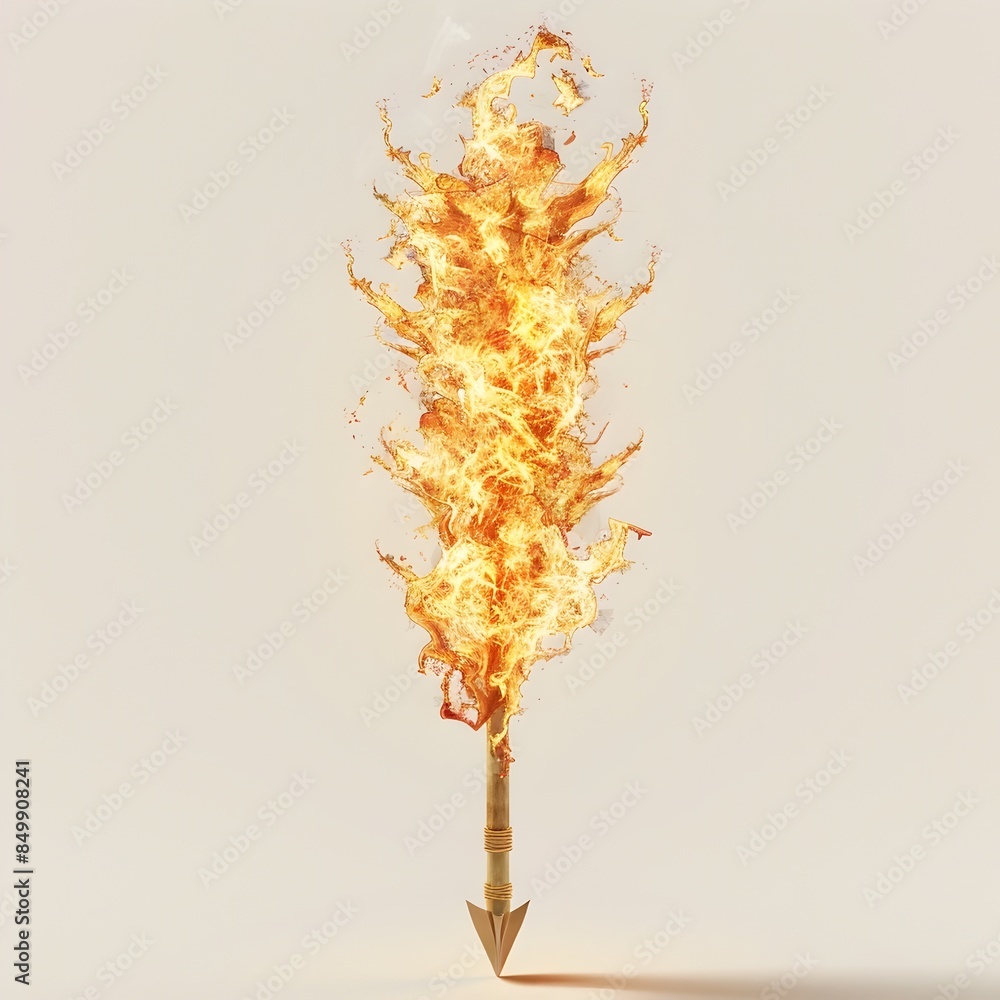 Poster fiery arrow - dynamic 3d rendered flame in geometric shape