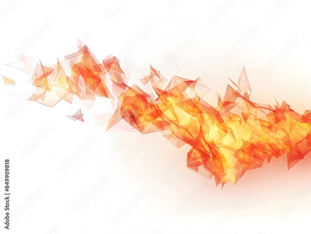 Poster fiery geometric pattern: a dynamic 3d rendered abstract digital art composition
