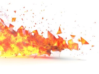 Fiery Geometric Pattern Explosion on Isolated White Background