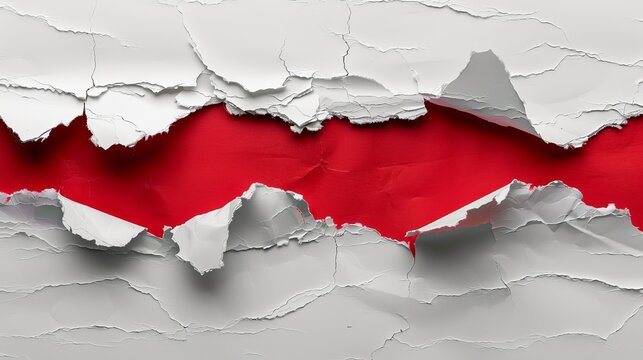 Torn paper with a red header, white paper underneath, isolated background, studio lighting, clean and sharp edges, perfect for advertising