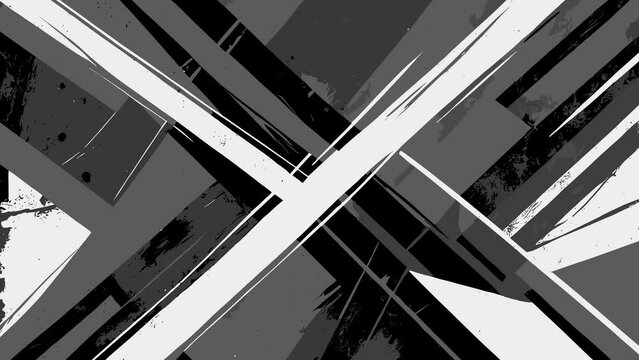 Abstract black and white grunge animated brutal comics style composition dynamic background 