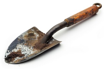 A heavy duty digging spade with a carbon steel blade and an ergonomic, white background