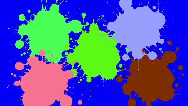 Falling drop of paint and formation of blot animation on green screen, chroma key
