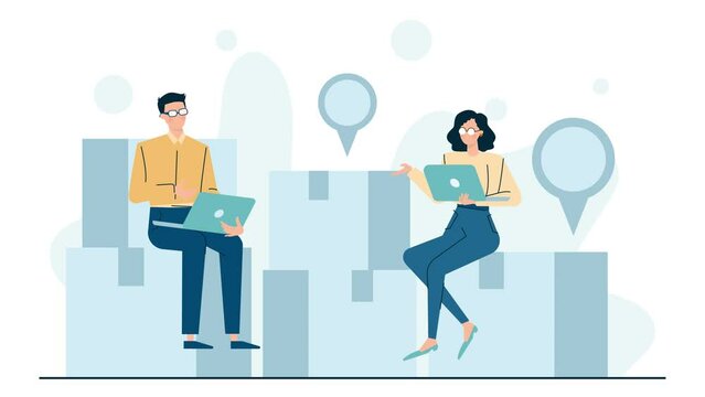 teamwork discussing project and proposal business animated illustration video