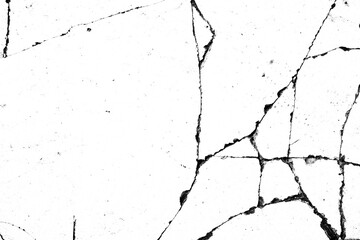 crack wall texture on a white background isolated