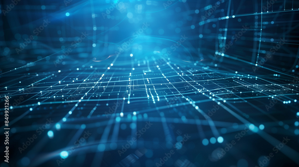 Aufkleber abstract technology background. blue virtual technology background with lines and grids