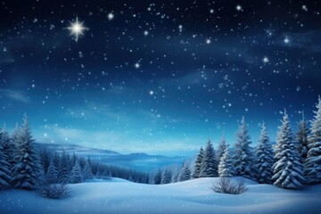 A beautiful Merry Christmas scene landscape night snow