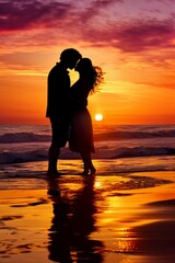 바닷가에서키스하는한쌍