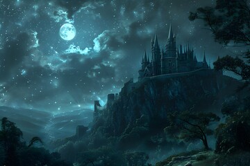 Moonlit Castle on a Hill