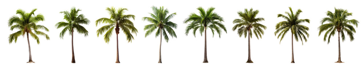 Tropical palm tree png cut out element set