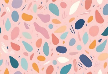 Colorful abstract shapes and lines on a light background, creating a playful and whimsical pattern