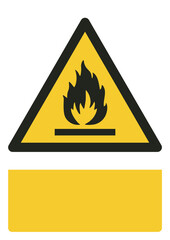 ISO warning safety signs_warning ; flammable material your custom message here portrait size a4/a3/a2/a1	
