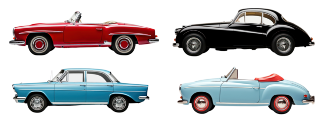 Classic car png cut out element set