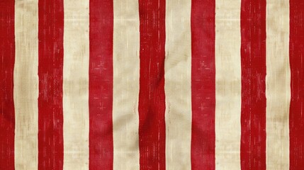 Fabric adorned with bold solid red stripes alternating with beige vertical stripes