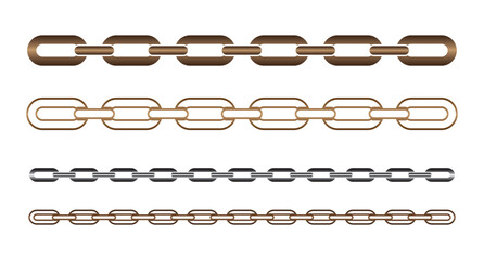 Fototapeta premium Chain icon, silhouette. Set of metal chain icon, vector, silhouette, Simple flat logo of chain on white background. Vector illustration.