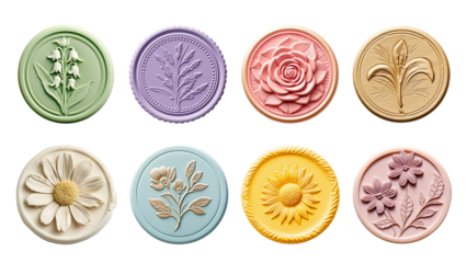 Vintage wax seal png cut out element set