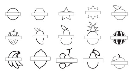 fruit icons set on the white background