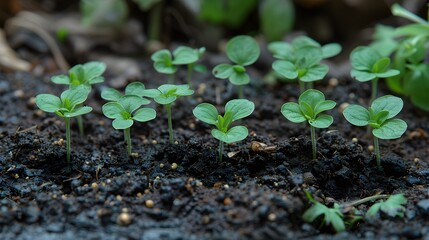 Small plants growing in soil