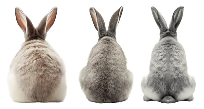Rabbit butt png element set on transparent background
