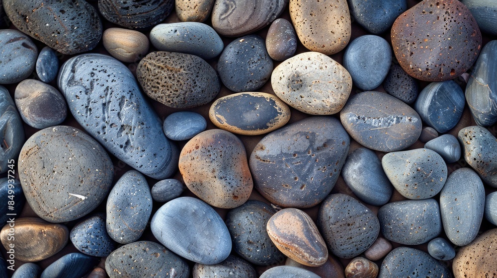 Poster textured background featuring circular pebbles on a beach symbolizing a vacation theme high resoluti