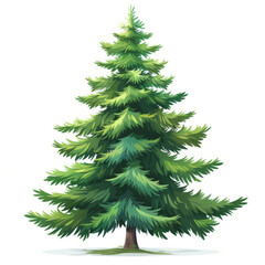 Fototapeta premium Detailed illustration of a lush evergreen pine tree, showcasing the intricate design and vibrant green foliage.