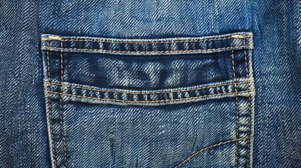 Fototapeta premium Detail of Pockets on Blue Denim Jeans