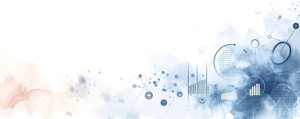 A white background with blue and red swirls and circles