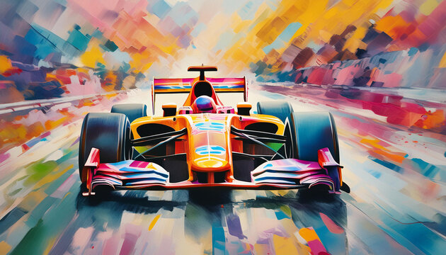 corsa auto f1 illustrazione quadro 