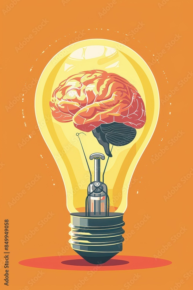 Poster a brain with a speech bubble above it. the speech bubble is in the middle of the brain and is writte