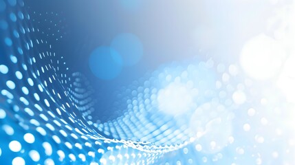 A blue and white background with a wavy line and dots