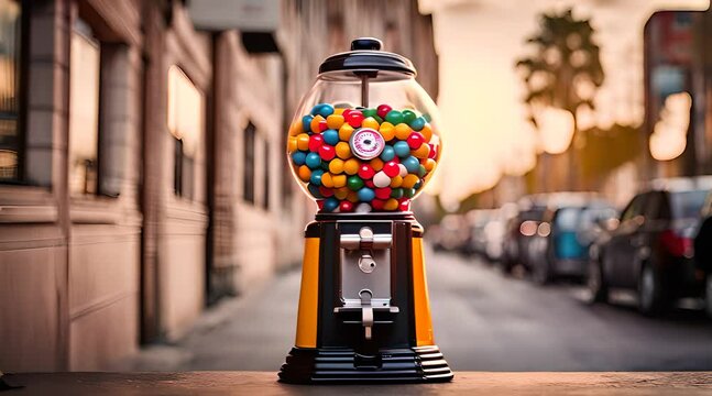Vintage Gumball Vendor. Nostalgic Gum Machine