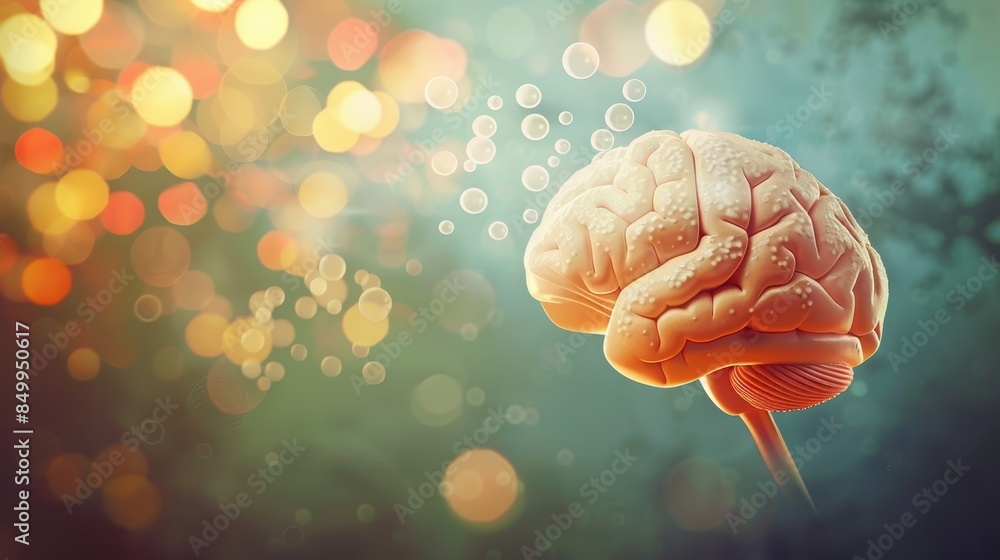 Poster a brain with a speech bubble above it. the speech bubble is in the middle of the brain and is writte