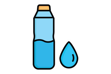 Water bottle icon. bottle with water drop. icon related to hydration. colored outline icon style. hydration elements vector illustration