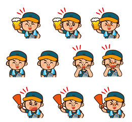 野球観戦をする男性のイラスト