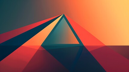 A colorful triangle is shown in the center of the image. The triangle is surrounded by a blue and red background. The image has a vibrant and dynamic feel to it, with the colors