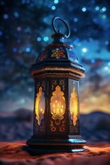 Islamic lantern during starry night islamic celebration
