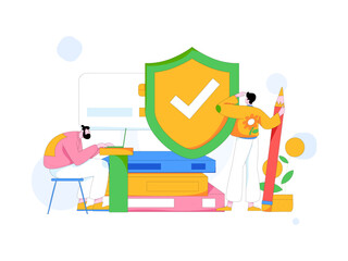 Flat vector illustration of business people operating work scene
