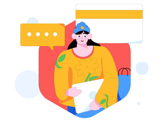 Flat vector illustration of business people operating work scene
