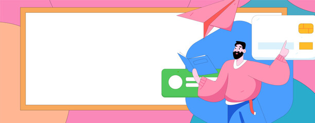 Flat vector illustration of business people operating work scene
