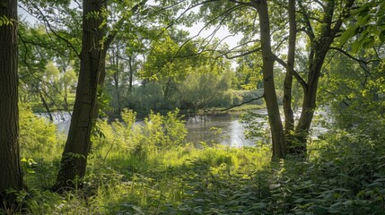 Obraz premium Sight of the river among the trees