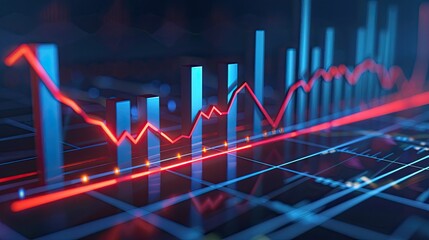 Fototapeta premium Declining market line chart diminishing line thickness indicating reduced activity